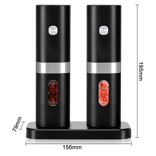 2X Electric Salt And Pepper Grinders Machine Rechargeable Adjustable Coarseness - Picture 8 of 12