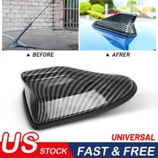 Carbon Fiber Shark Fin Antenna Cover Car Trim Roof Signal Radio AM/ FM Aerial US