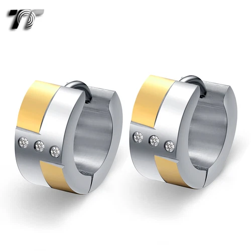 Quality TT Stainless Steel Thick Hoop Earrings (EH25) NEW - Picture 2 of 3