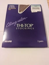 Sears Cling-alon Thi-Top Stockings Dress Sheers  4 Pairs Size Classic Sandstone