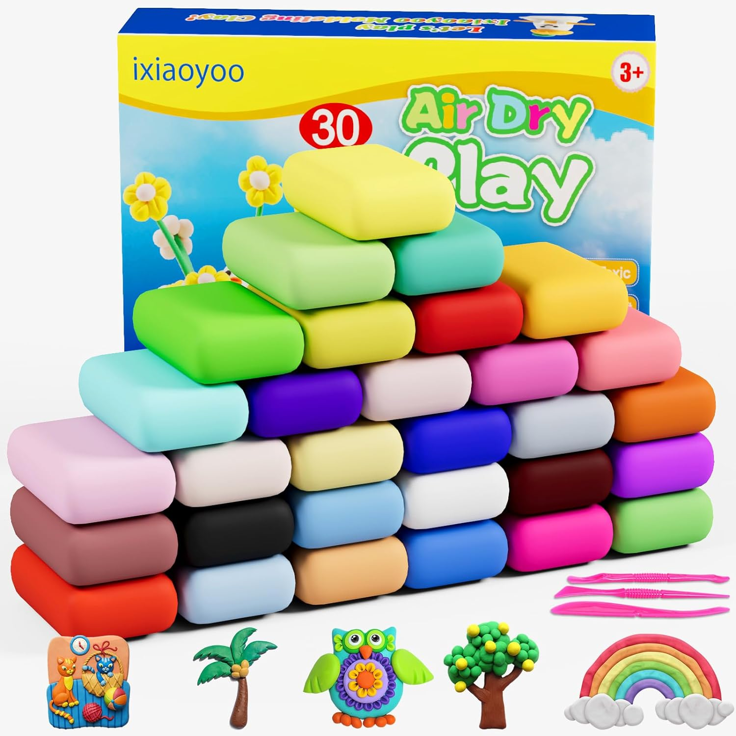 Air Dry Clay, Modelling Clay for Kids, 30 Colors DIY Molding Magic Clay for with
