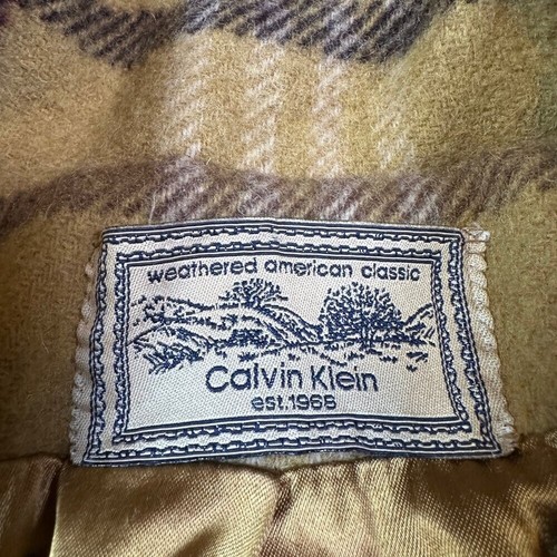 Vintage Calvin Klein Wool Trench Coat "Weathered American Classic" Yellow 70s - Picture 2 of 9