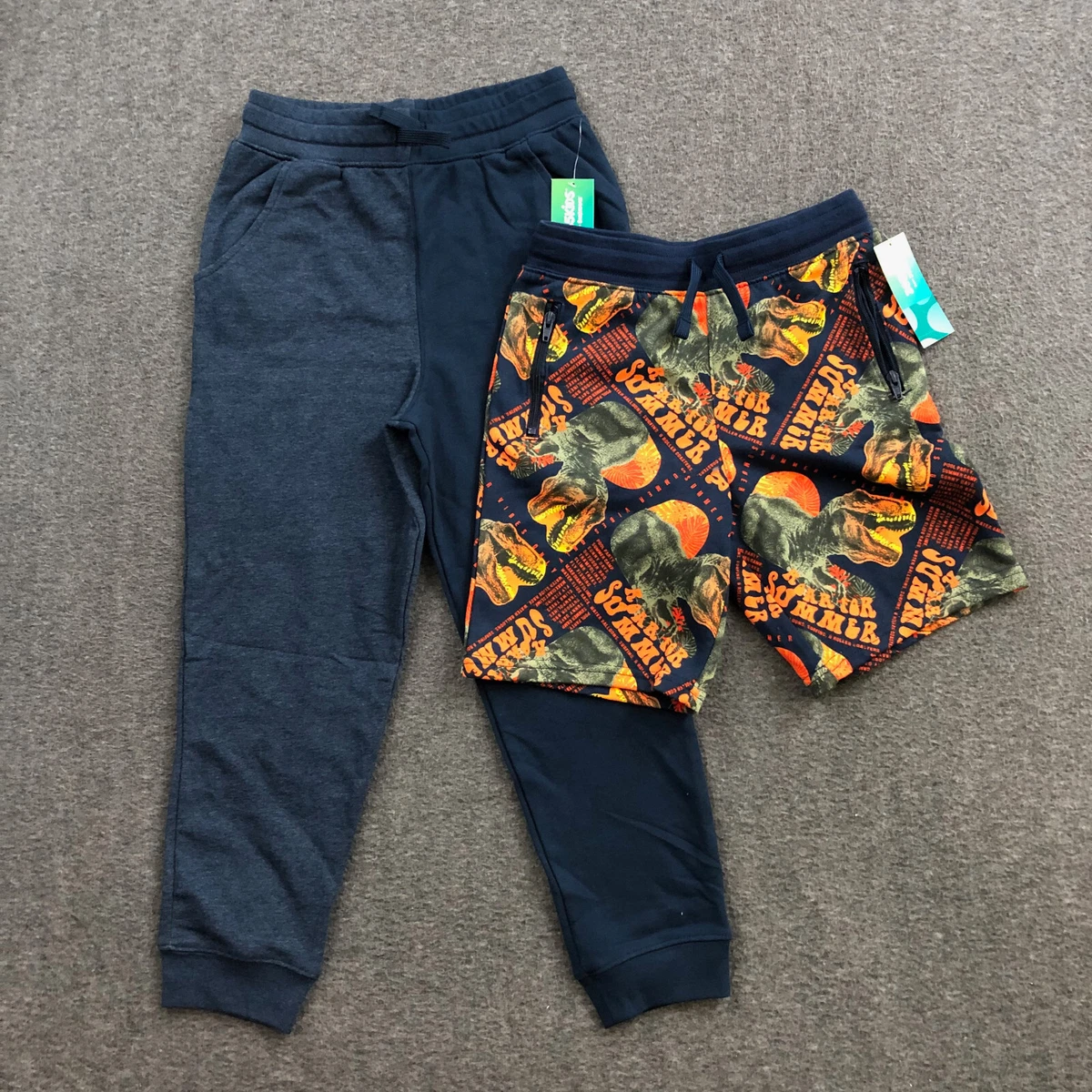 2 PACK 365 Kids from Garanimals Fleece Jogger Pants Dino Short Multicolor NWT