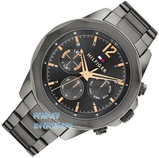Image of NEW GENUINE TOMMY HILFIGER 1792061 LARS LAYERED CASE GUNMETAL WATCH - 2 Y WARRAN