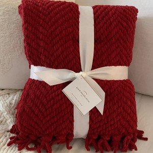 Nwt Pottery Barn Grand Chenille Throw Blanket 50 X60 Cardinal