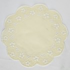 Round Yellow Embroidered Doily 20 cm, Vintage, Small Stain
