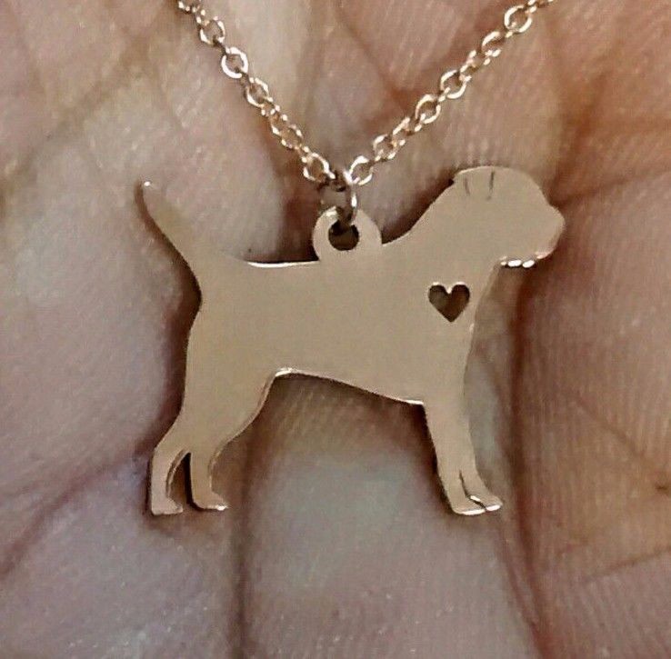 Border Terrier Necklace Sterling Silver Jewelry Gold Rose
