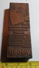 Vintage Letterpress Printing Block. Vigoro Plant Food Fertilizer Advertising