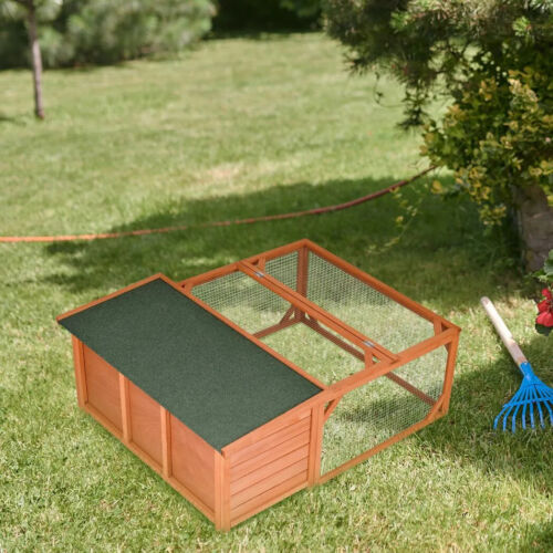 Cozy Rabbit Hutch & Run for Small Animals - Weather-Resistant Fir Wood Design - Picture 7 of 9