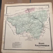 Original 1873 Atlas Map East Fallowfield PA Chester County A R Witmer Businesses