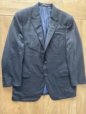 Hickey Freeman x Loro Piano Super 150's Blazer Mens 44R Black Sport Jacket Coat