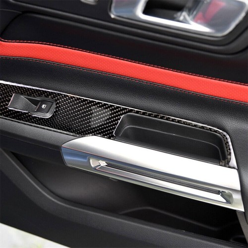 For Ford Mustang 2015-2019 Carbon Fiber Window Lift Switch Panel Cover Trim 2Pcs - Picture 7 of 12