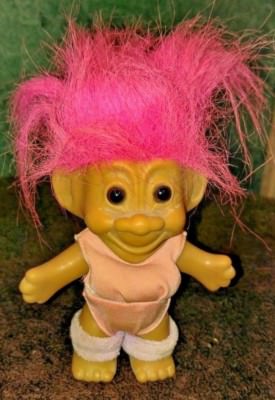 Troll Doll Exercise Yoga Leotard Leg Warmers Pink Hair 5 inch Vintage
