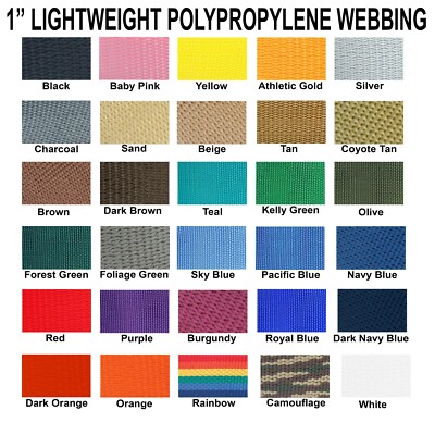 1 Inch Polypropylene Webbing Light Weight 1'' Strap 100 Yards