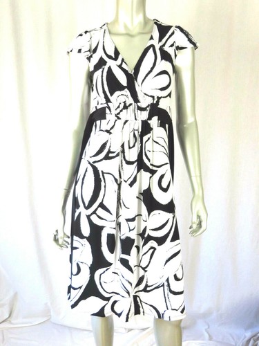 MERONA SZ S Black/White Empire Waist 1 Layer Cap Sleeve Pullover Tunic Dress - Picture 5 of 10