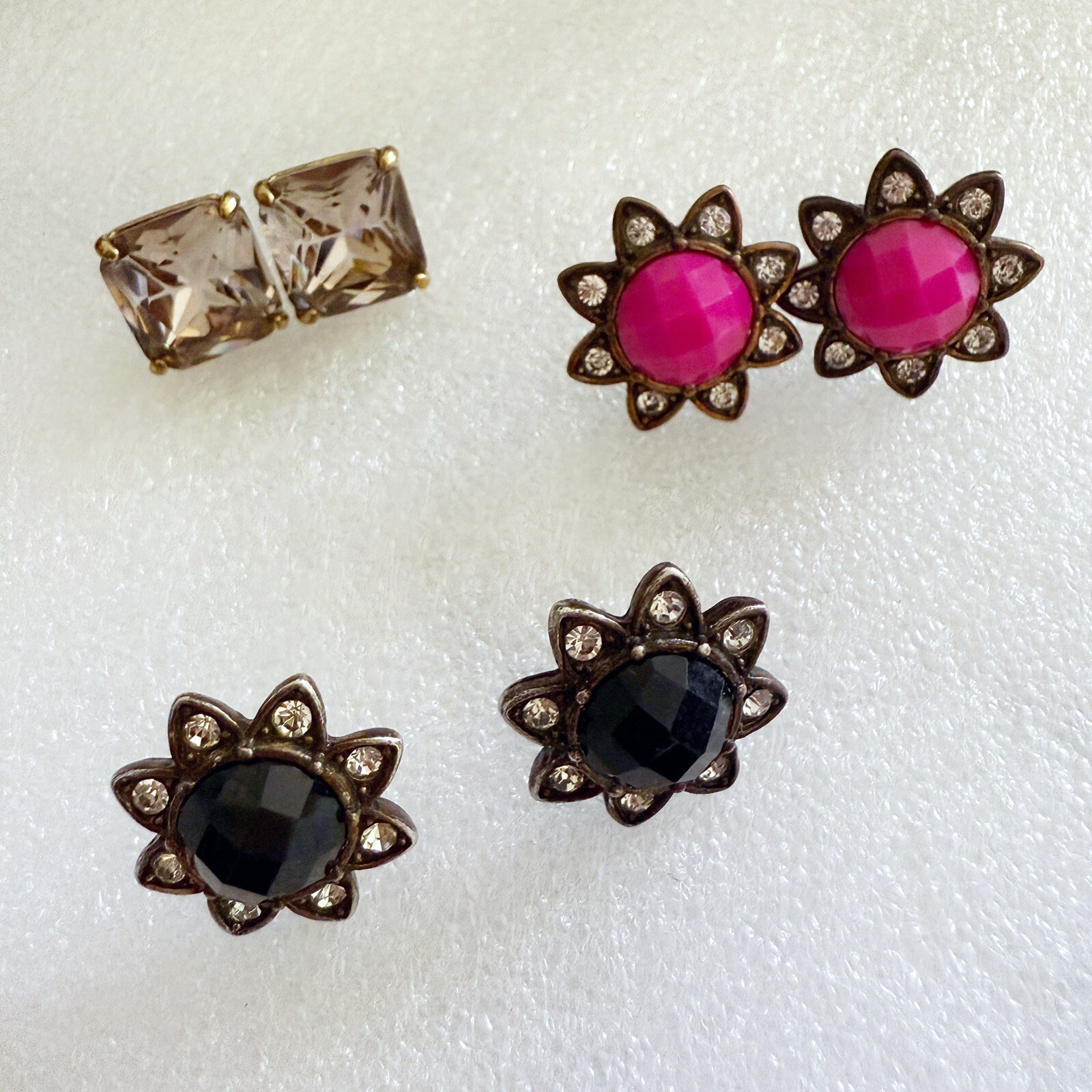 Vintage J Crew Multicolor Gemstone Statement Stud Earrings Lot