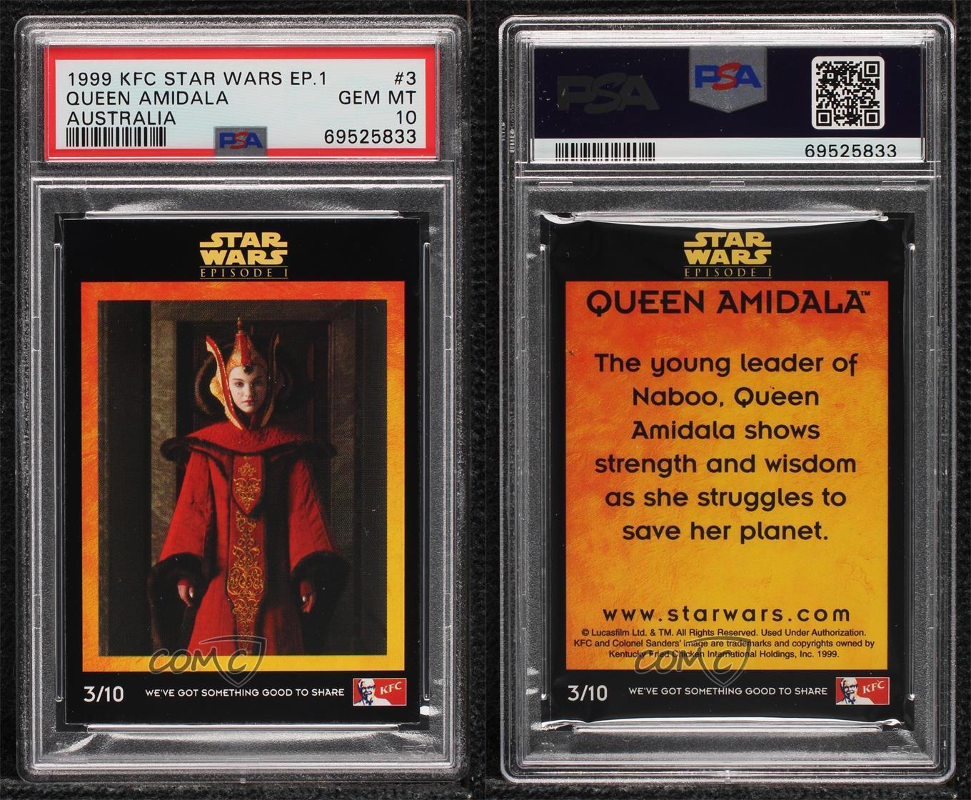 1999 KFC Star Wars Episode 1 Australia Padme Amidala Queen #3 PSA 10 GEM MT 0b3o - Picture 3 of 3