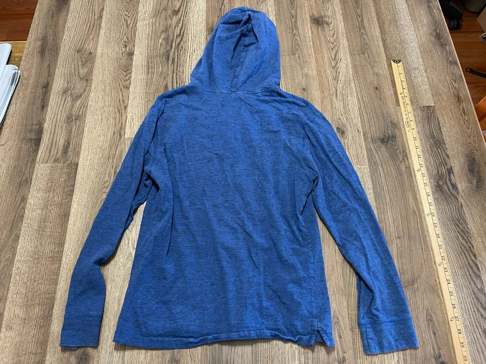 Sudadera con capucha tallada con volantes, para hombre talla pequeña, azul, suéter, corbata Foto 2 de 4