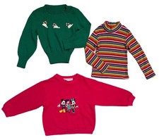Vintage Toddler Girls 4T Long Sleeve Lot Disney Minnie Mickey pink Green Striped
