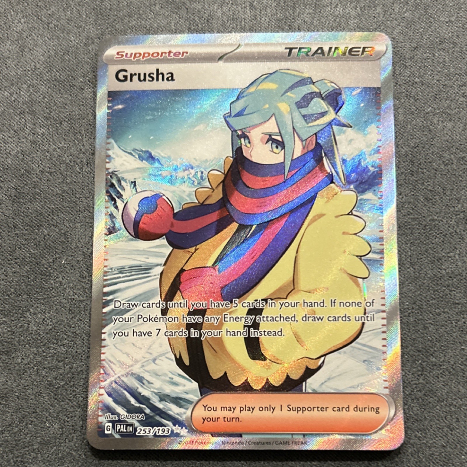 Pokémon TCG Grusha 253/193 Paldea Evolved Ultra Rare Trainer Full Art Holo Card