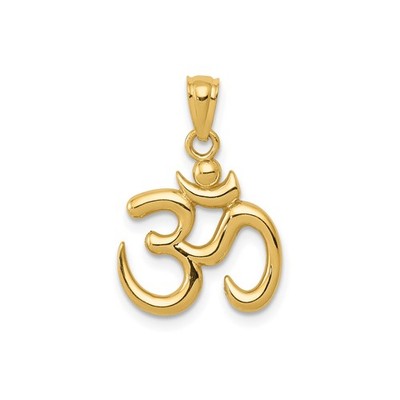 10k Yellow Gold Om Pendant Hindu Symbol Spiritual Meditation Yoga Jewelry Unisex
