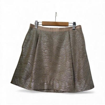 Tory Burch Metallic Gold A-Line Mini Skirt XS Party Holiday Cocktail