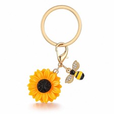 Keychain Sunflower Bee Bag Charms, Cute Honey Bee Charm Keyring Keychains Cha...