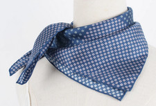 100 Silk men Women 20" Square Scarf neckerchief Wrap plaid navy blue SC20-K