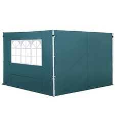 Produktbild - Outsunny Pavillon Ersatz austauschbare Wandpaneele mit Fenster, dunkelgrün