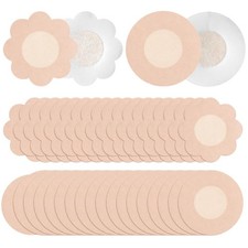 80 Pcs Disposable Nipple Covers for Women, 40 Petal 40 Round Breathable Non...