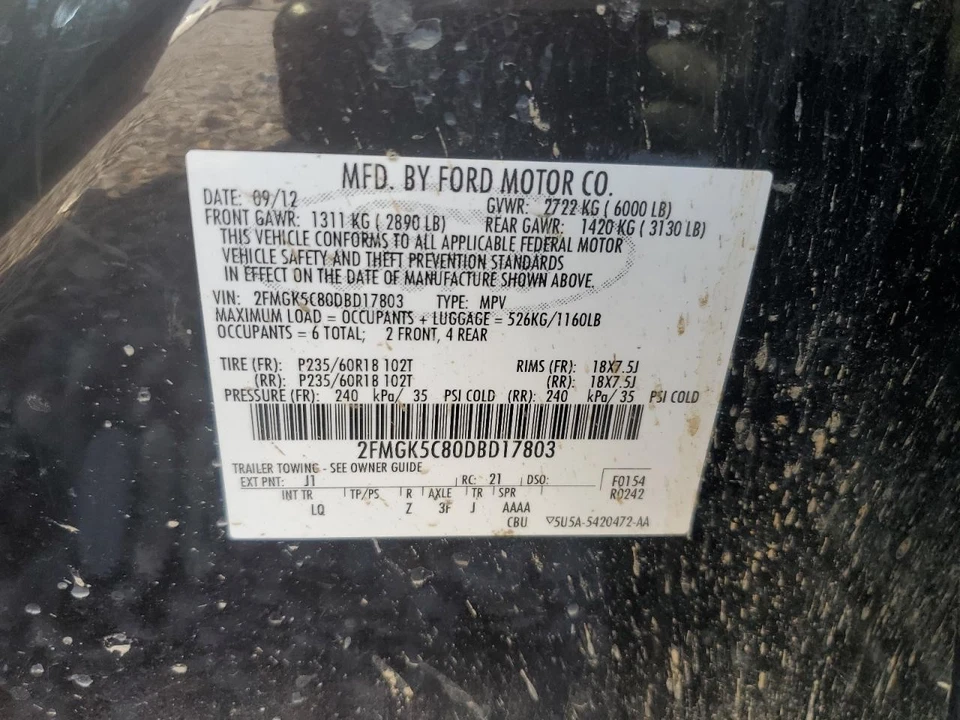 Used Front Left Fender fits: 2013 Ford Flex Front Left Grade A Foto 4 de 4