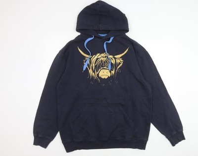 Spreadshirt Herren Blau XL Pullover Hoodie mit Animal Print