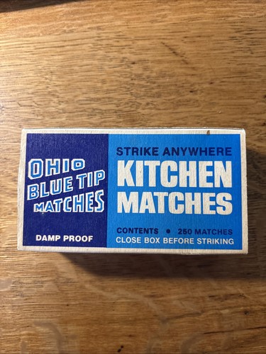 Ohio Blue Tip Vintage Matches Open Box.