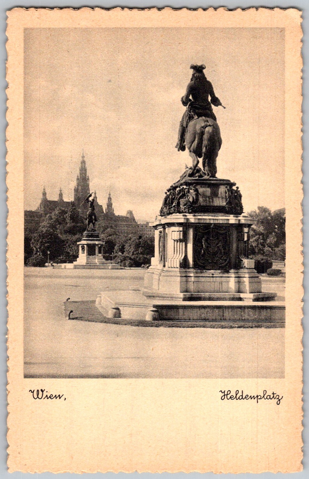 Vtg Postcard Equestrian Monument Statues Vienna, Austria 1930s