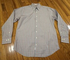 Peter Millar Long Sleeve Button Up Plaid Shirt Men's Large Cotton