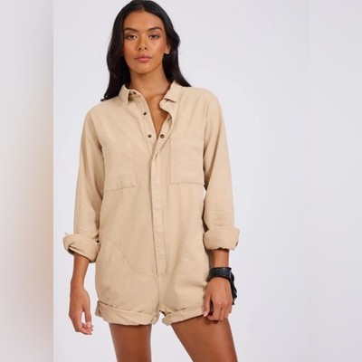 One Teaspoon Prophecy Romper Jumpsuit Button Stone Cargo Festival Rock n Roll
