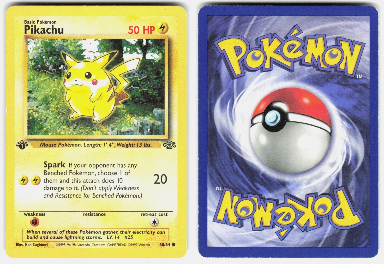 Pikachu 60/64 Common Jungle Pokemon 1st Edition Lightly Played