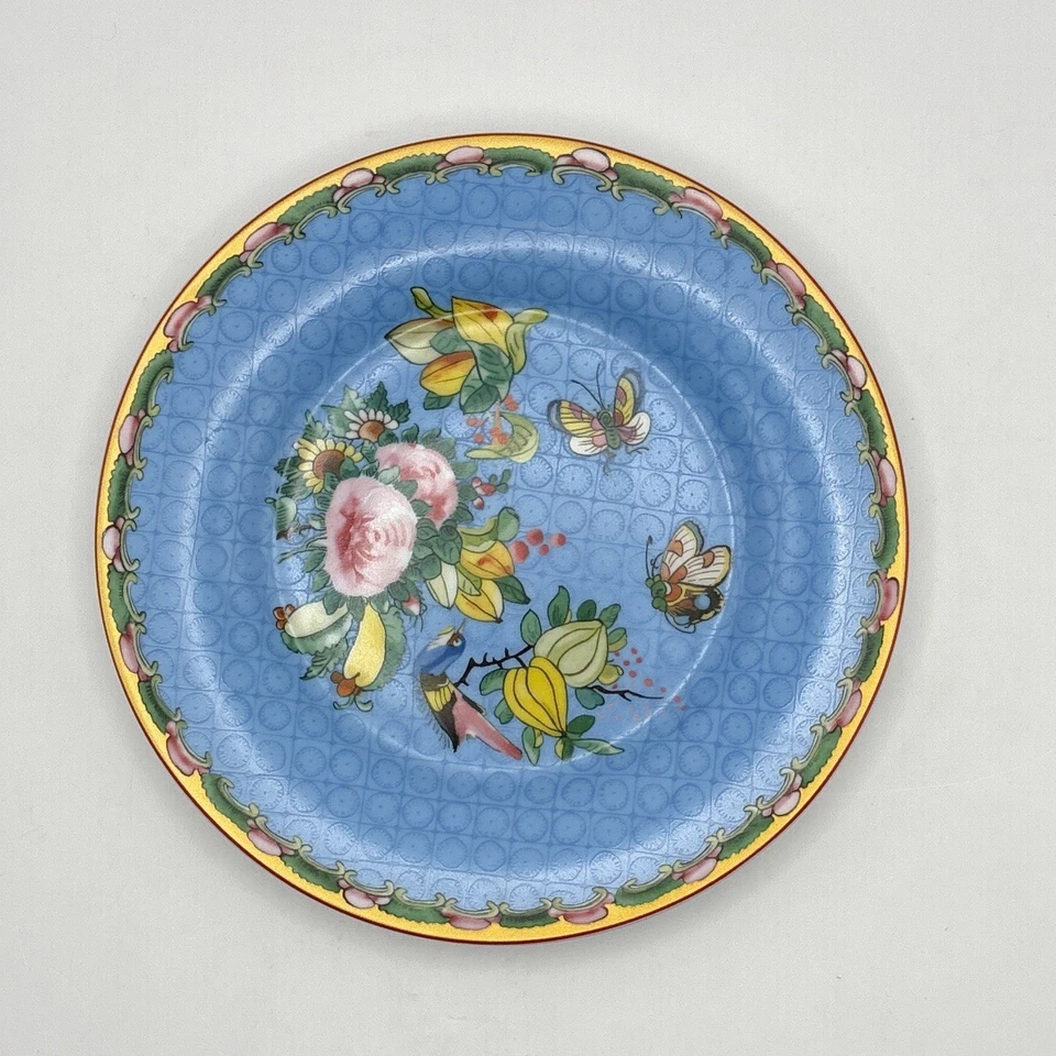 Williams Sonoma Famille Rose Appetizer Plates Blue | Set of 4 | Floral | Garden - Image 2 of 4