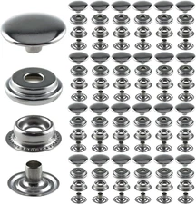 100PCS Stainless Steel Snap Fastener Silver Stainless Steel Heavy Duty Snap Fast