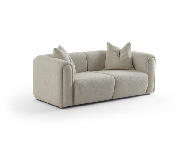 Elegante WeißE Polstercouch Designer Wohnzimmer Textil 3-Er Sofa-image
