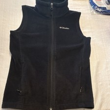 Columbia Black Full Zip Vest youth M Mid-Length Casual with Pockets