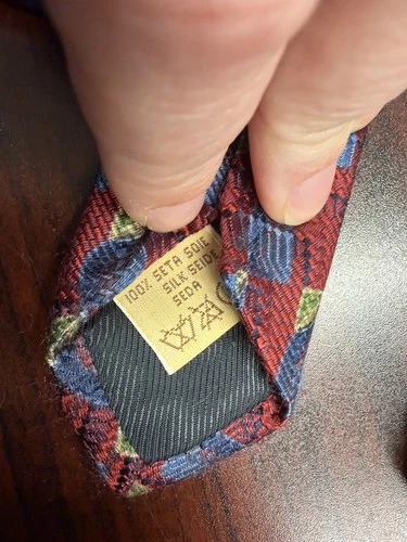 Villa Bolgheri Men's 100% Silk Woven Geometric Standard Tie Red Blue Green image 3