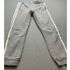 adidas Originals Joggers Grey 3-Stripe Fleece Sweatpants Kids Size M DH2703