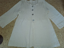Strickjacke Jacke  Pullover Handgestrickt neu Gr. 40/42  Creme Baumwolle Leinen