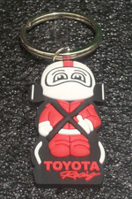 Vintage Toyota Racing Boy Keychain Indy Car Race Driver Mascot Logo Key Ring