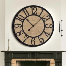 Large Wall Clock for Living Room Decor - Non-Ticking, Battery Operated Modern...