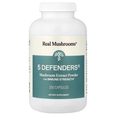 5 Defenders , Mushroom Extract Powder, 200 Capsules