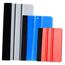 3 Pcs Vinyl Wrap Squeegee of Different Sizes, Felt Squeegee Red/Blue/Light Gray