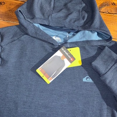 Quiksilver Hoodie Mens Small Blue DryFlight Moisture Wicking 4-Way Stretch NEW