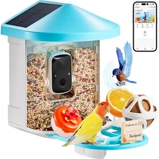 Smart Bird Feeder with Camera,2K HD AI Identify 10000+ Bird Species,Solar-Power